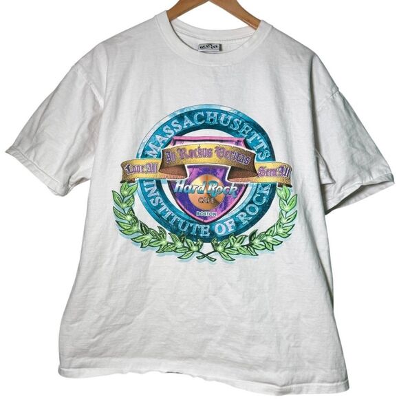 Vintage Hard Rock Cafe Boston Massachusetts MIT T-Shirt Heavy Tee Men’s Large - Picture 1 of 5